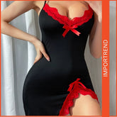 Women's Sexy Lace Chemise – Spaghetti Strap Nightdress with Side Split